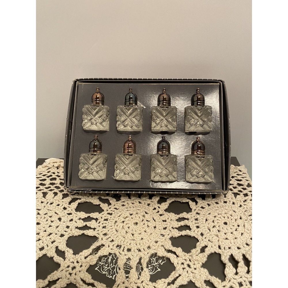 Vintage Silver plated 2" Shakers Salt Pepper Made In Japan. Set of 8 Individuals